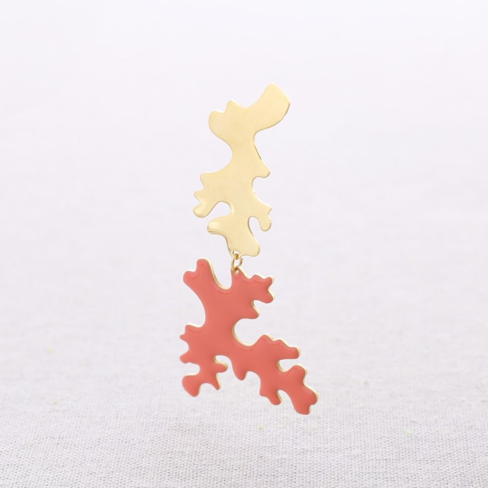 PENDIENTES ACERO CORAL ESMALTE