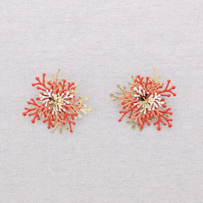 PENDIENTES ACERO CORAL ESMALTE