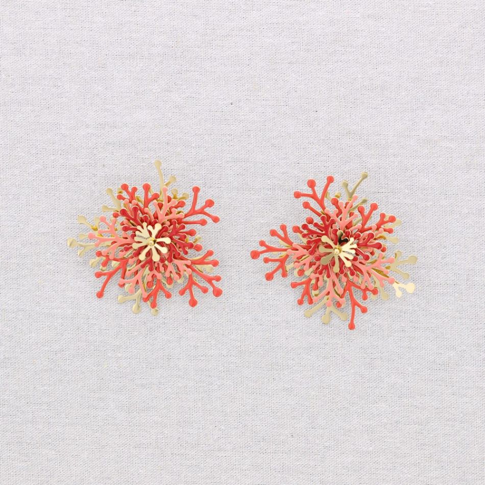 PENDIENTES ACERO CORAL ESMALTE