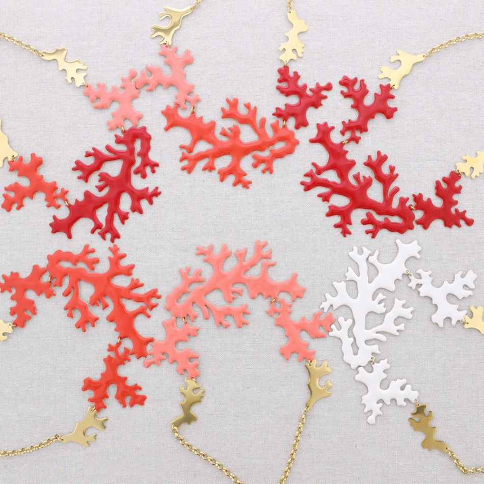 NECKLACE STEEL CORALS ENAMEL