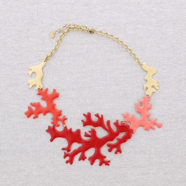 NECKLACE STEEL CORALS ENAMEL