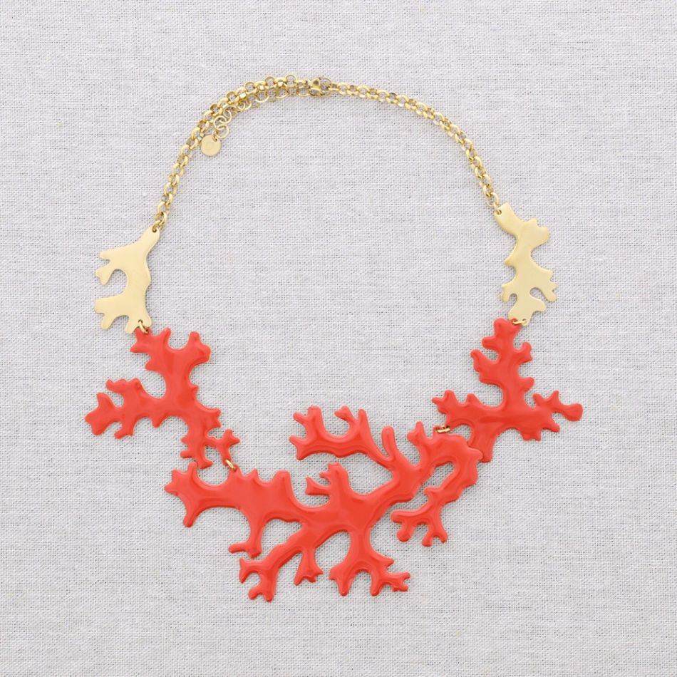 NECKLACE STEEL CORALS ENAMEL