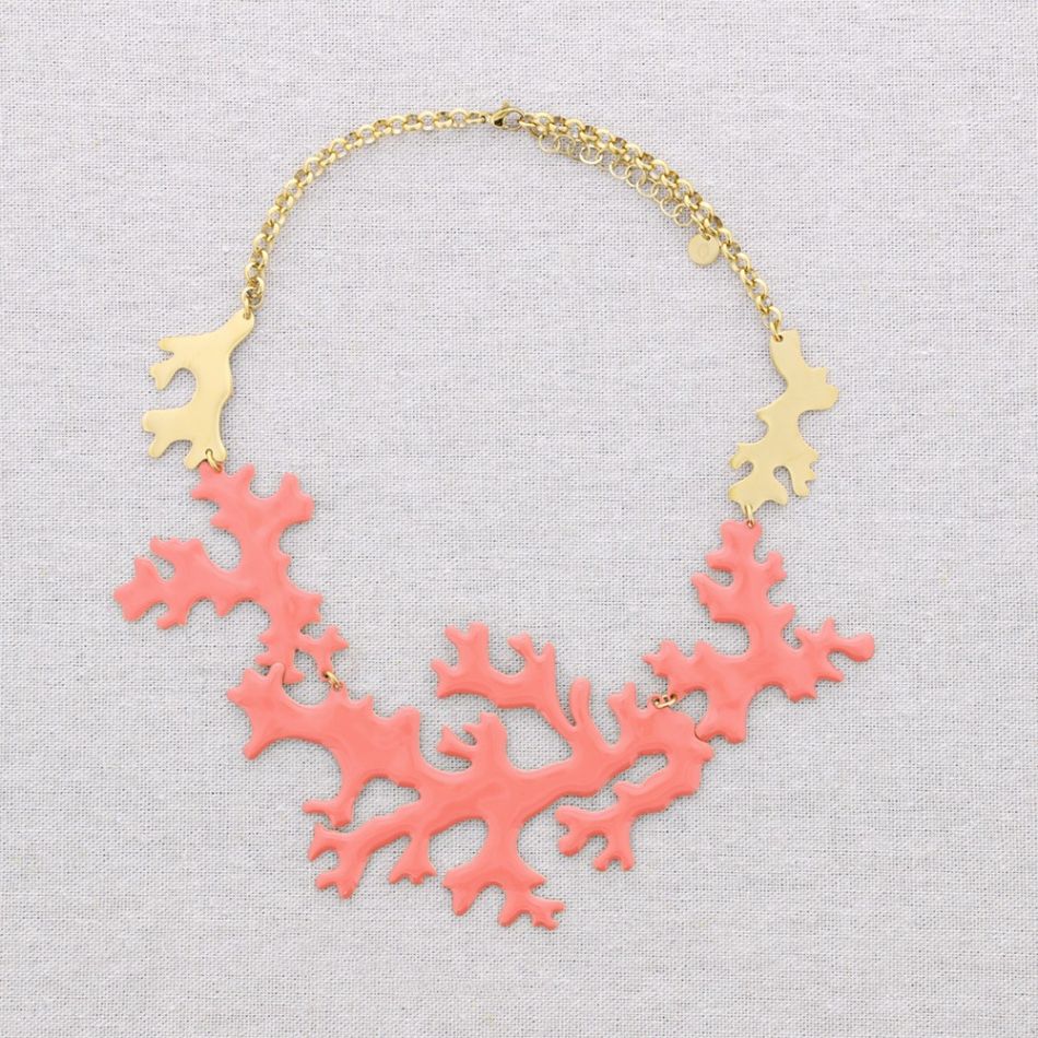 NECKLACE STEEL CORALS ENAMEL