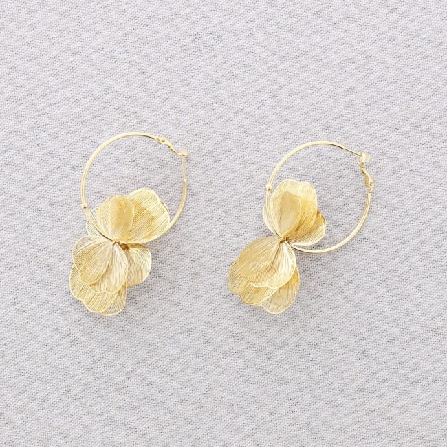 HOOP STEEL EARRINGS FILIGREE PETALS