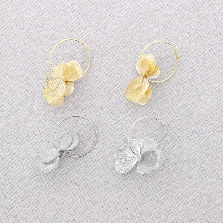 HOOP STEEL EARRINGS FILIGREE PETALS 2