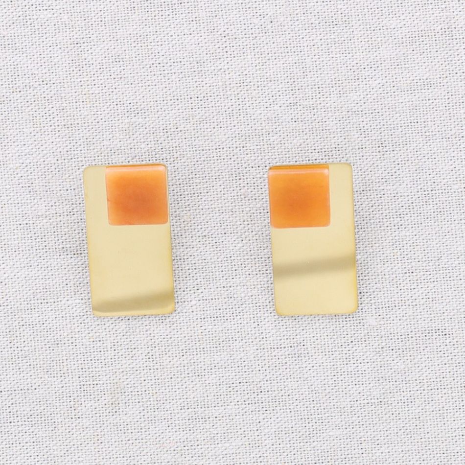 GEOMETRIC SHAPE STEEL EARRINGS STONE