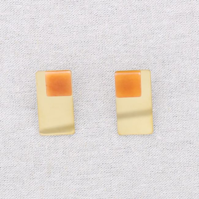GEOMETRIC SHAPE STEEL EARRINGS STONE