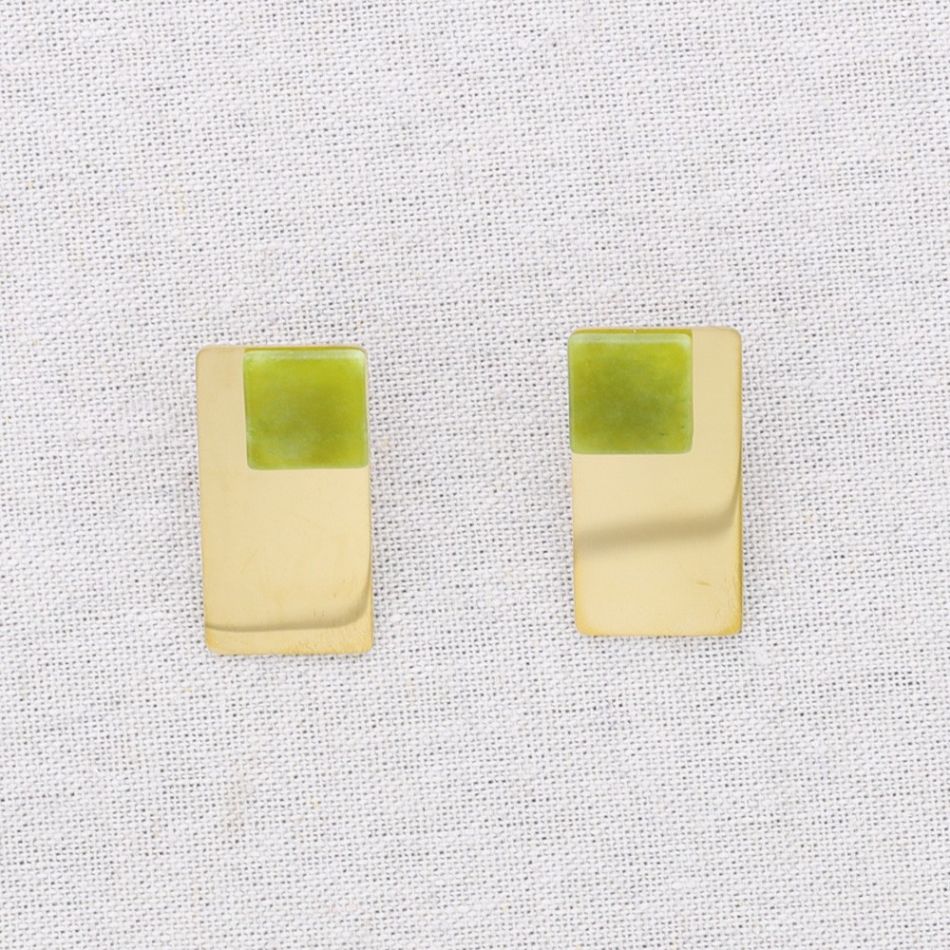 GEOMETRIC SHAPE STEEL EARRINGS STONE