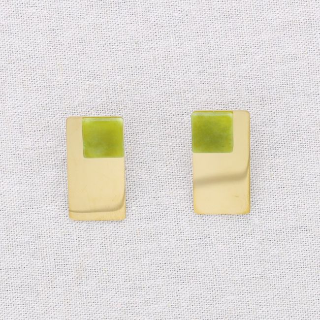GEOMETRIC SHAPE STEEL EARRINGS STONE
