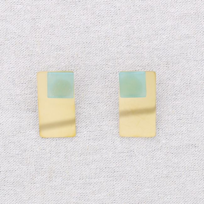 PENDIENTES ACERO FORMA GEOMÉTRICA PIEDRA