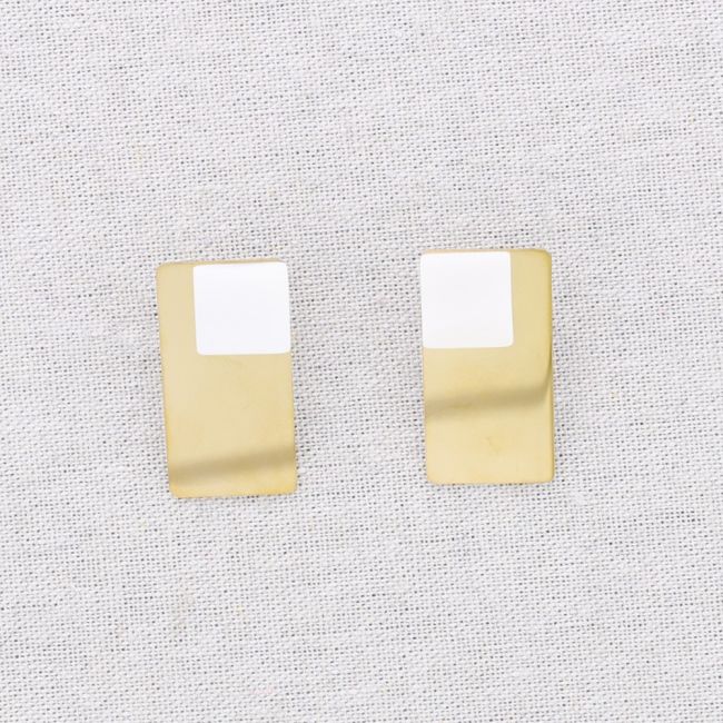 PENDIENTES ACERO FORMA GEOMÉTRICA PIEDRA