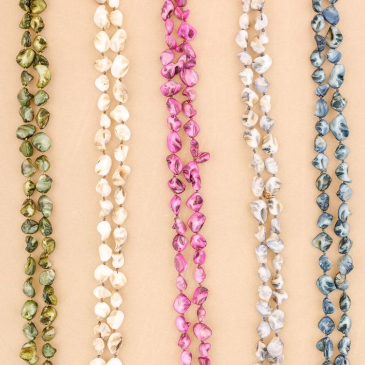 IRREGULAR NACRE LONG BEADS NECKLACE 1.2M 2