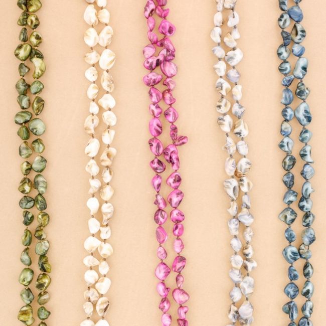 COLLAR LARGO CUENTAS IRREGULAR  NÁCAR 1.2M