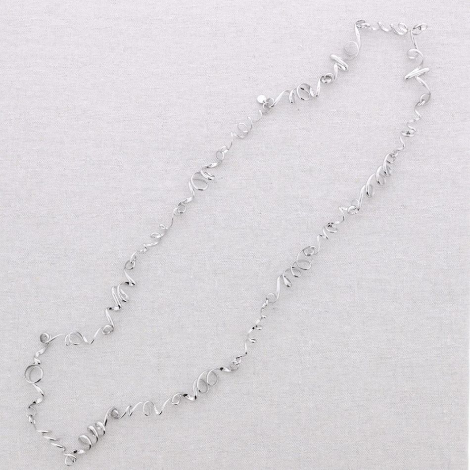 LONG NECKLACE STEEL SPIRAL BEADS