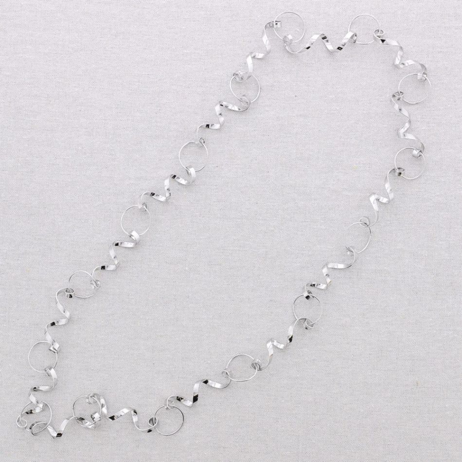 COLLAR LARGO ACERO ESPIRALES ANILLAS