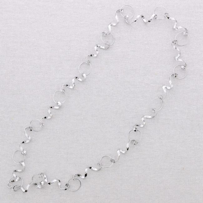 COLLAR LARGO ACERO ESPIRALES ANILLAS