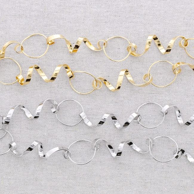 LONG NECKLACE STEEL SPIRALS RINGS