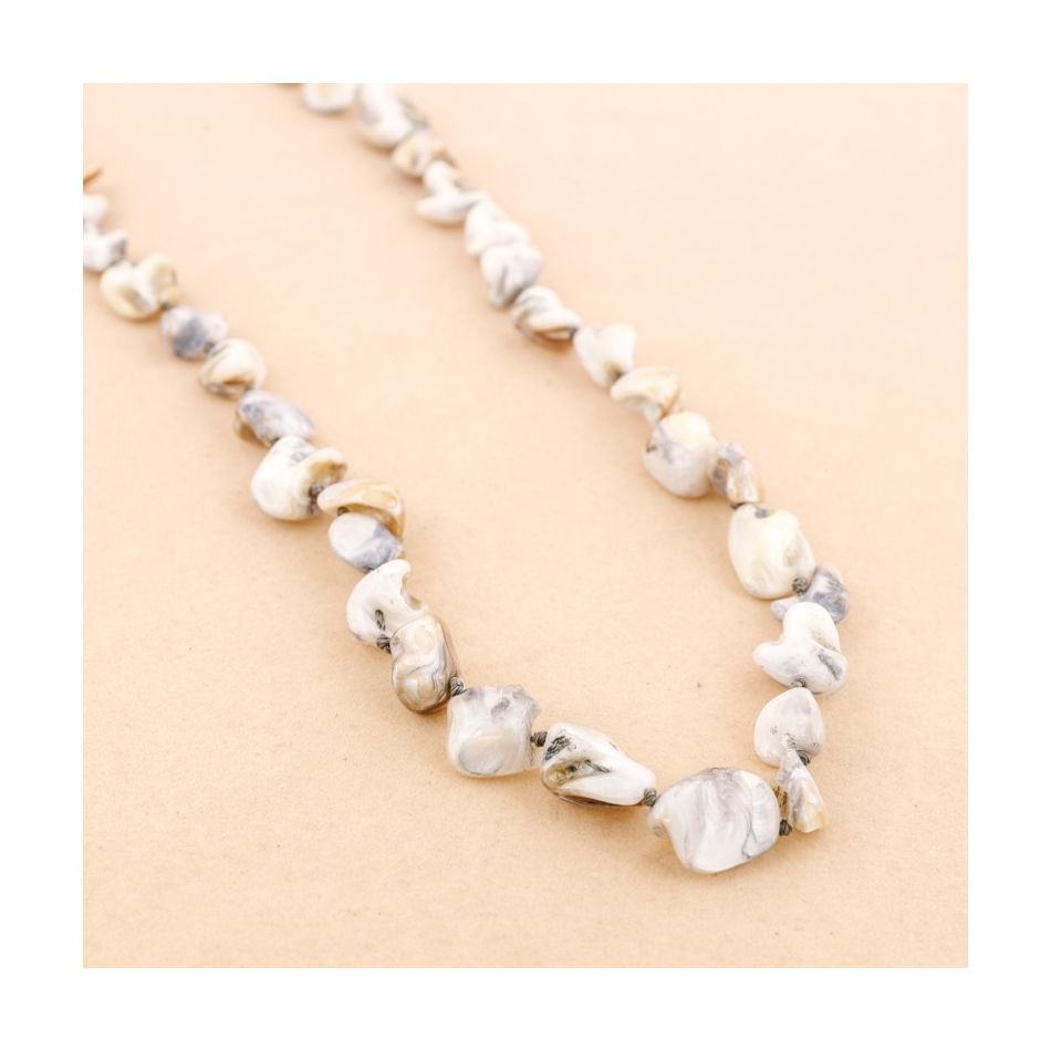 IRREGULAR NACRE LONG BEADS NECKLACE 1.2M
