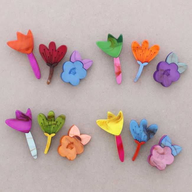 SET BROCHE TRIPLE FLOR RESINA