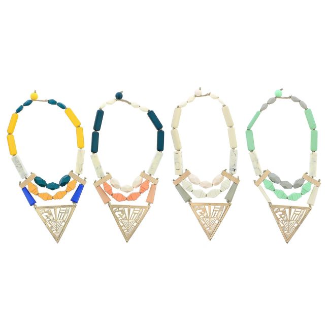 GEOMETRIC BEADS SHORT NECKLACE
