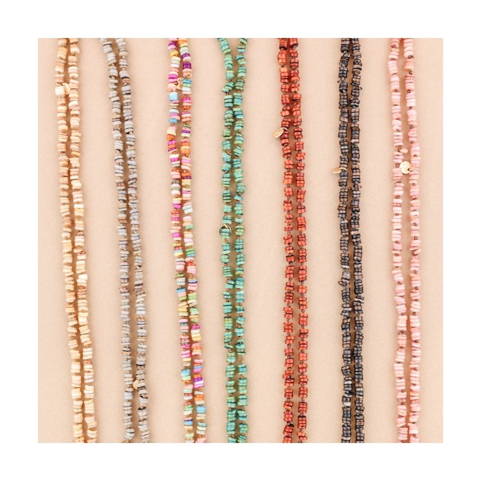 LONG NECKLACE WITH NACRE BEADS 1.2Mx8MM