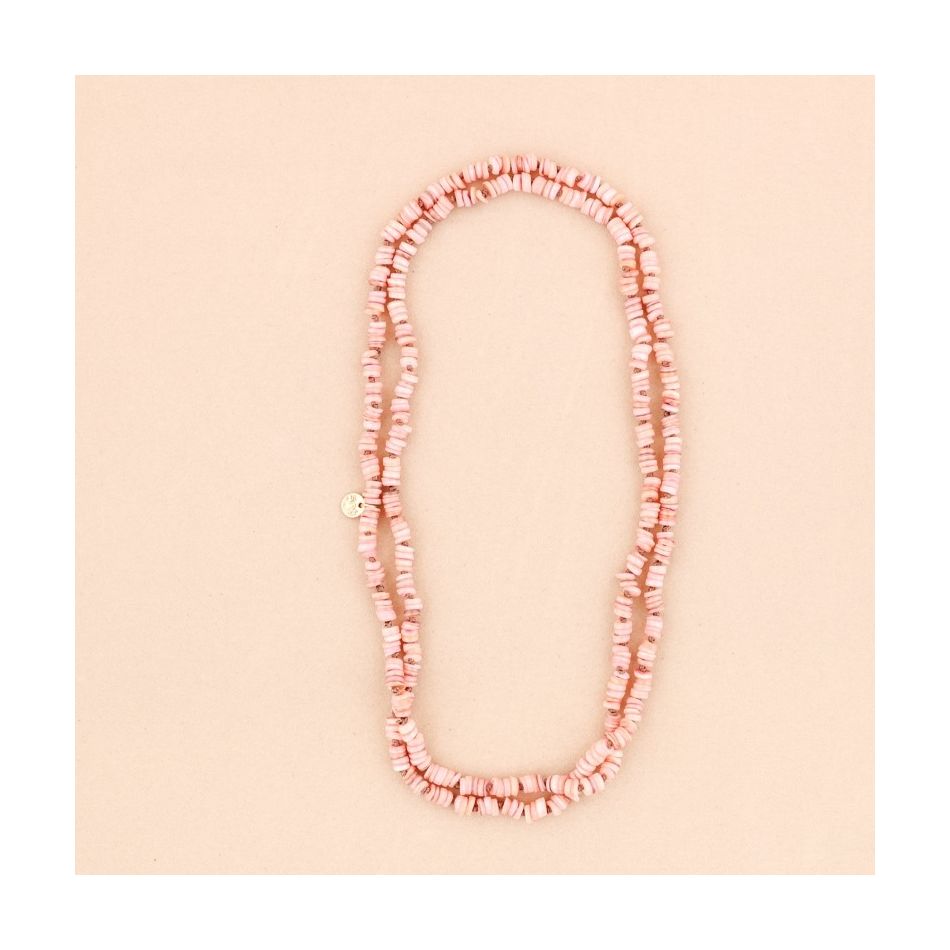 LONG NECKLACE WITH NACRE BEADS 1.2Mx8MM