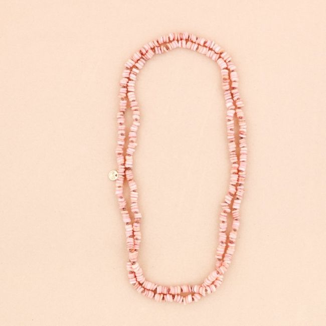 LONG NECKLACE WITH NACRE BEADS 1.2Mx8MM
