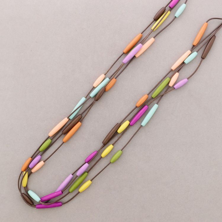 COLLAR LARGO 4 CUENTAS RESINA