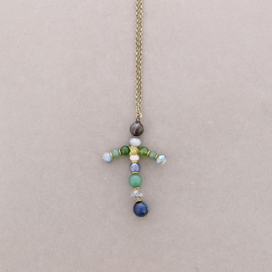 LONG NECKLACE WITH CROSS STONES