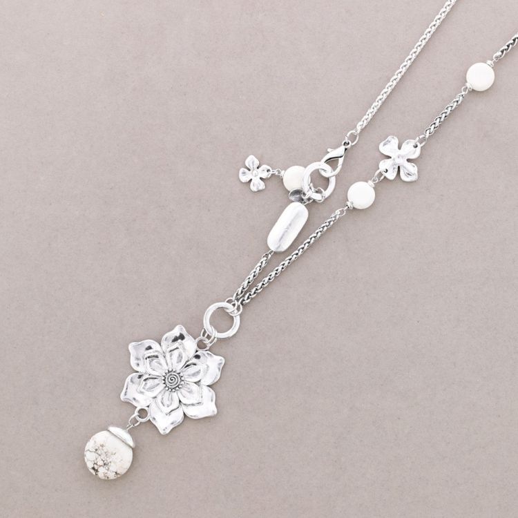 LONG NECKLACE WITH METAL BEAD CHAIN ??WITH STONES 2