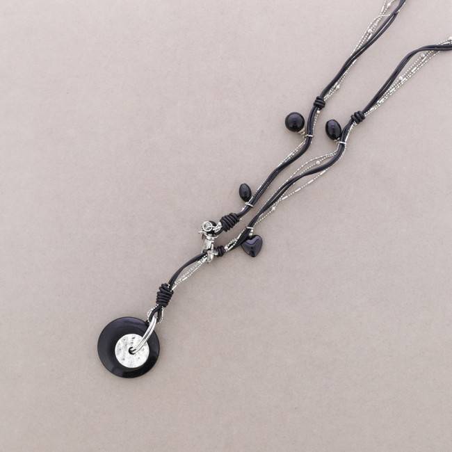 COLLAR LARGO CUERO COLG. PIEDRA