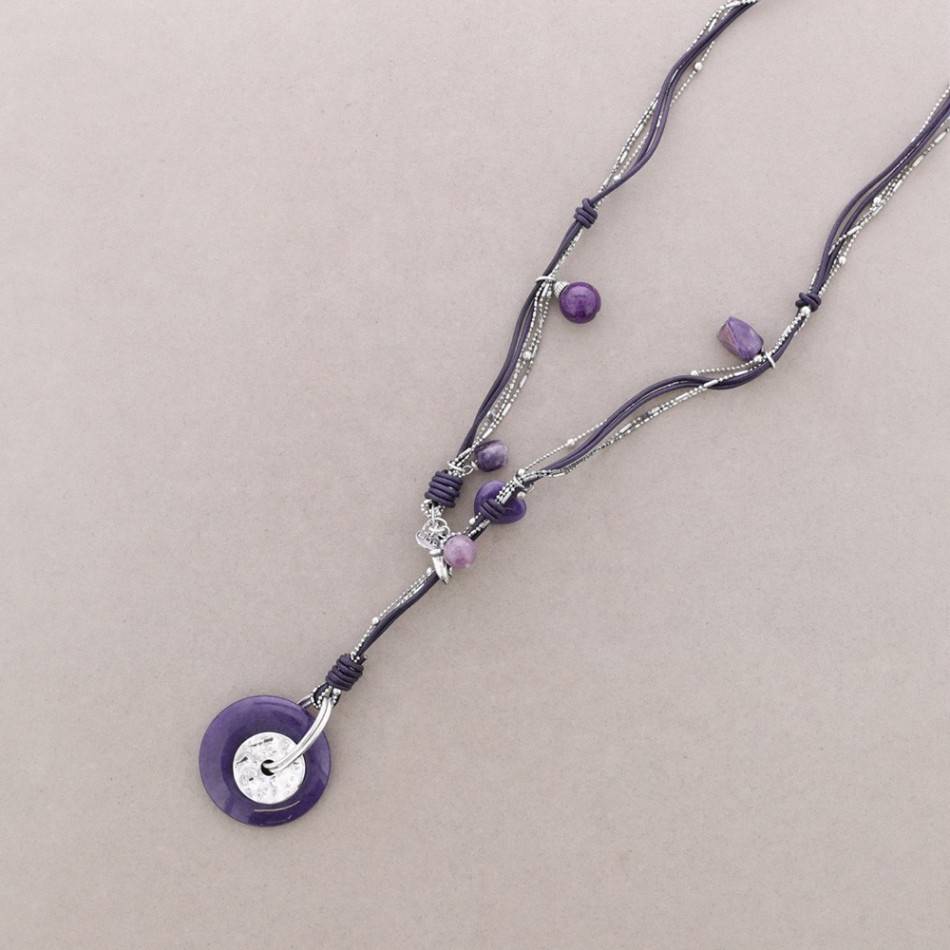 COLLAR LARGO CUERO COLG. PIEDRA