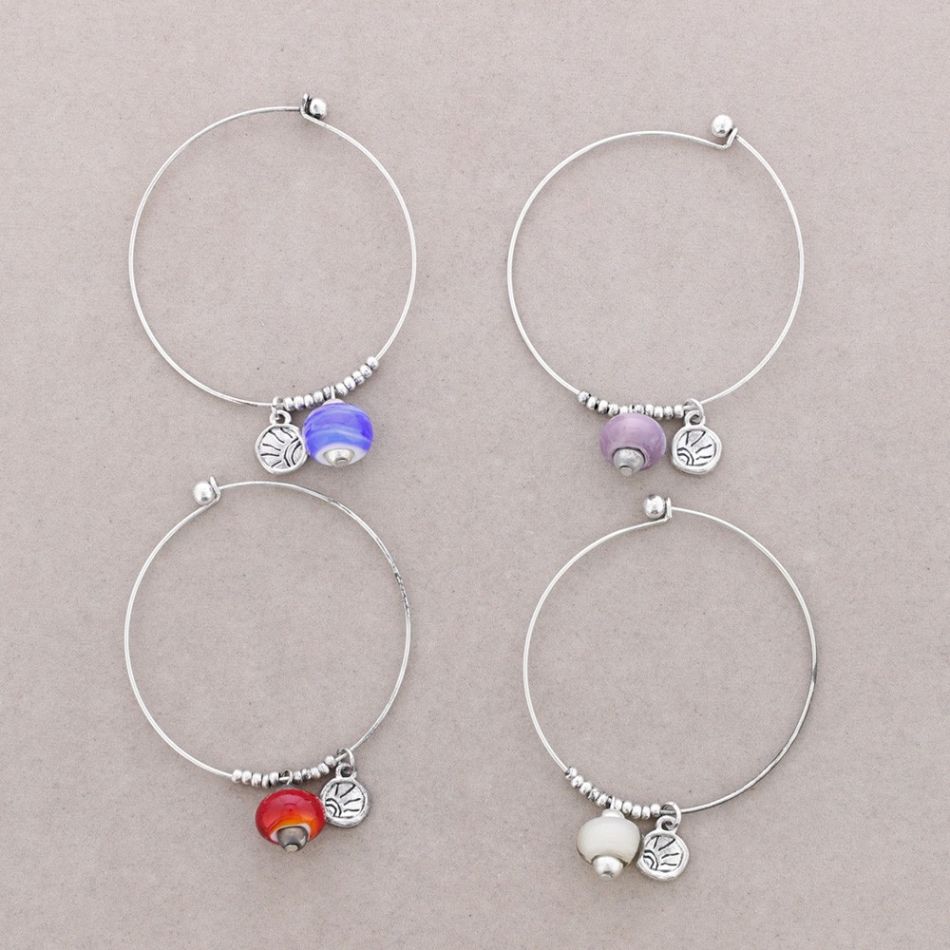 PULSERA ARO CUENTAS METAL CRISTAL