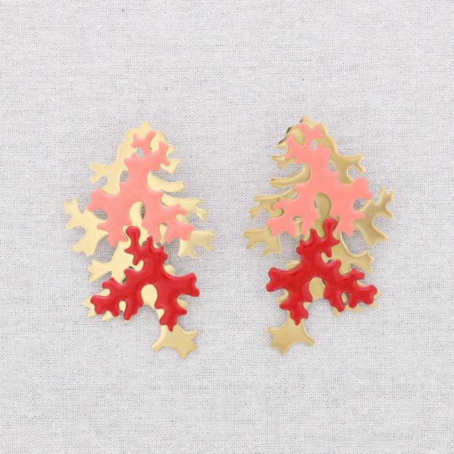 PENDIENTES ACERO CORAL ESMALTE