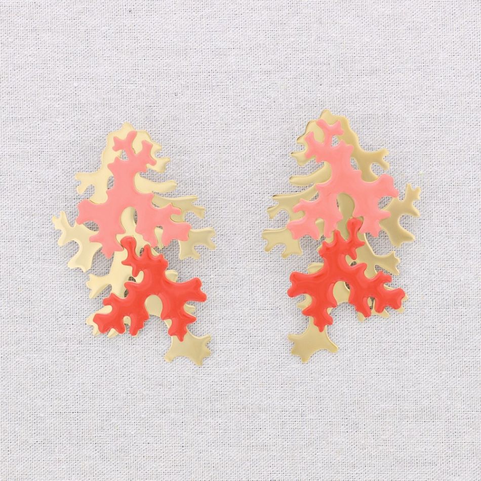 PENDIENTES ACERO CORAL ESMALTE