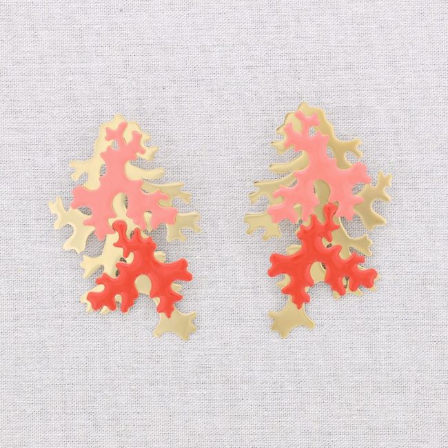 PENDIENTES ACERO CORAL ESMALTE