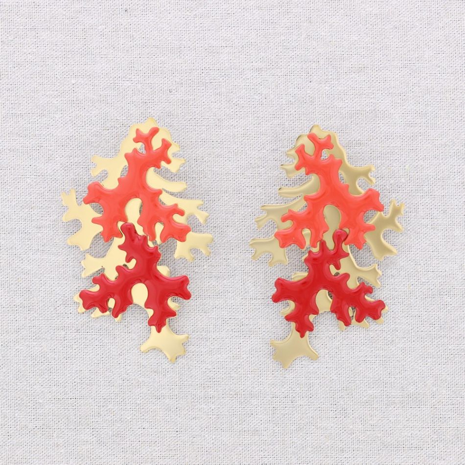 PENDIENTES ACERO CORAL ESMALTE