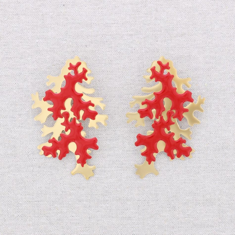 PENDIENTES ACERO CORAL ESMALTE