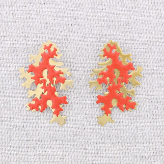 PENDIENTES ACERO CORAL ESMALTE