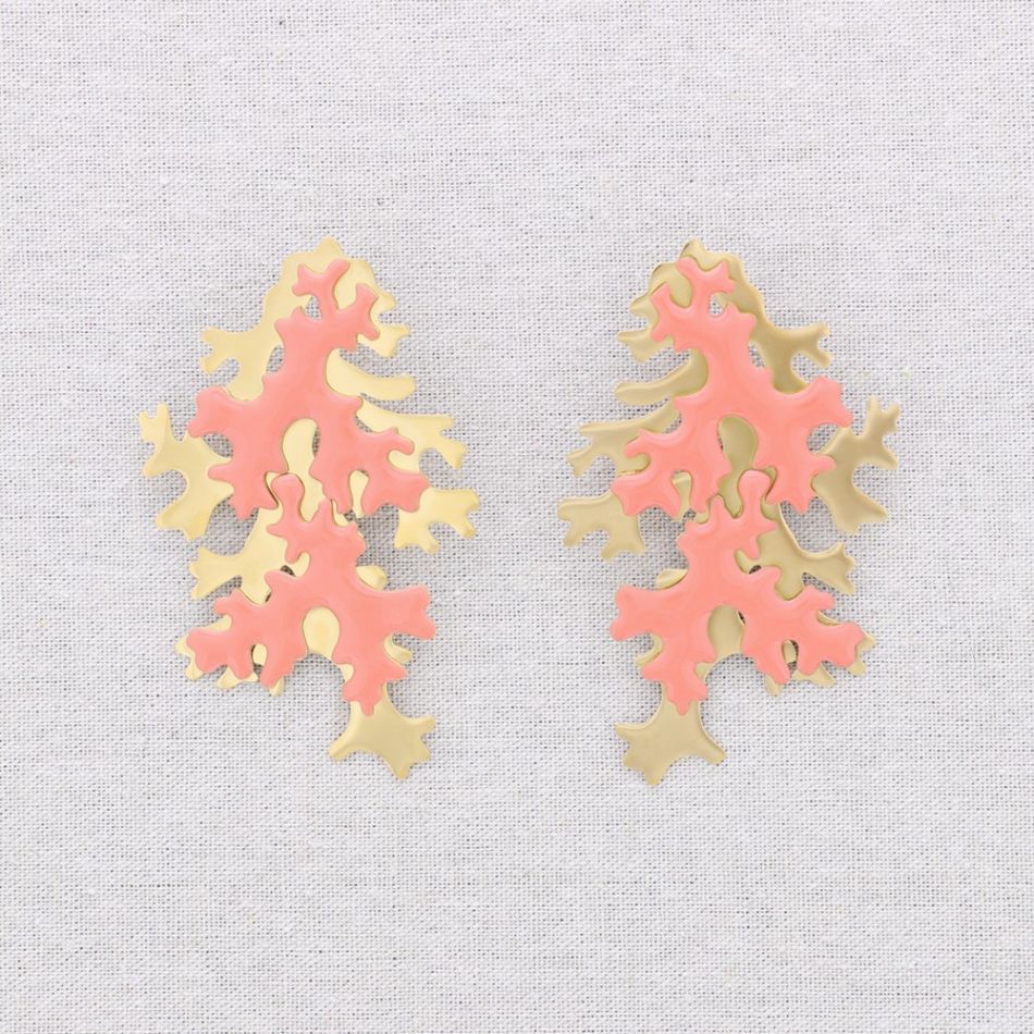 PENDIENTES ACERO CORAL ESMALTE