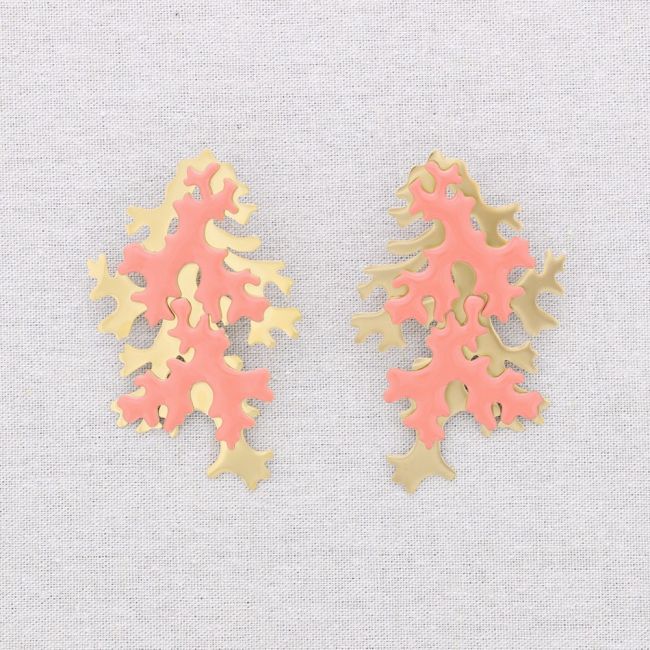 PENDIENTES ACERO CORAL ESMALTE