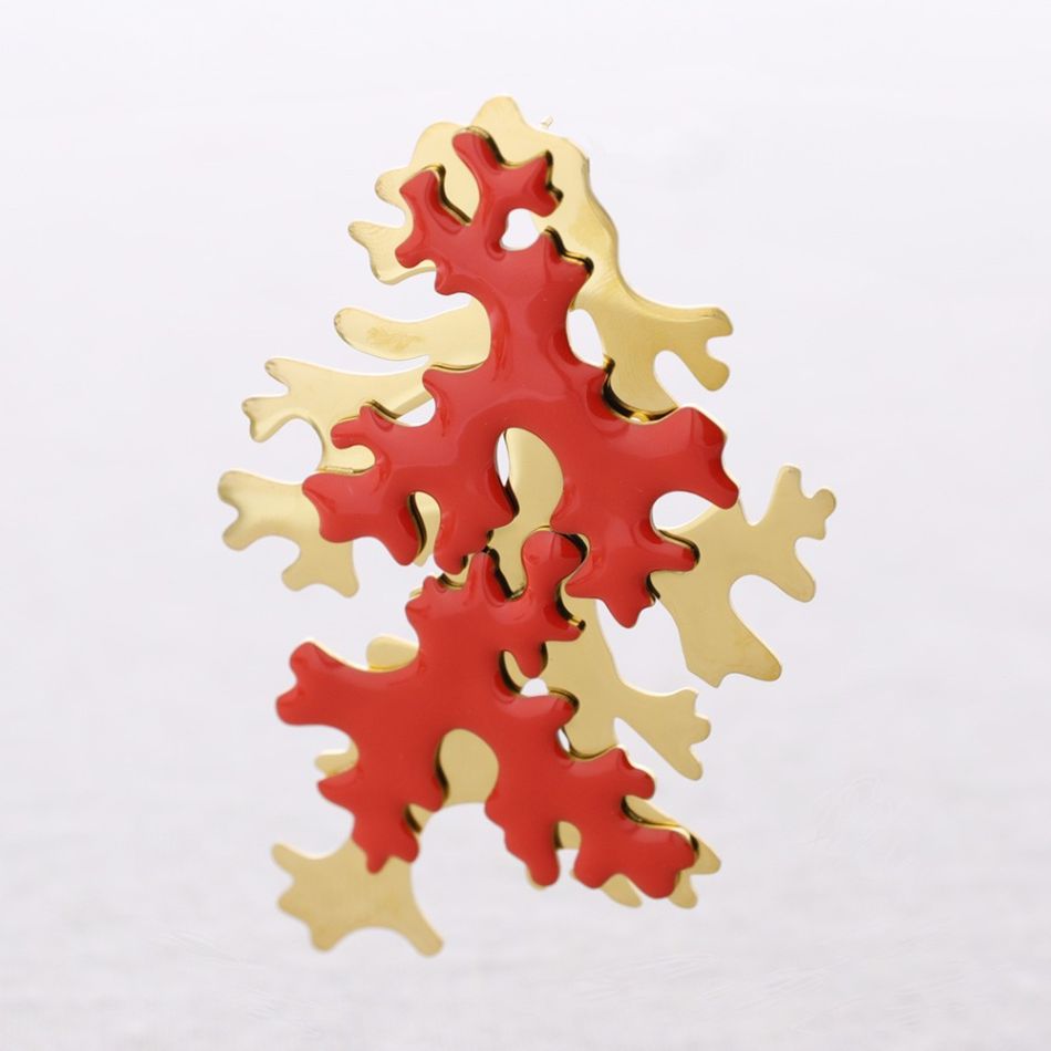 PENDIENTES ACERO CORAL ESMALTE