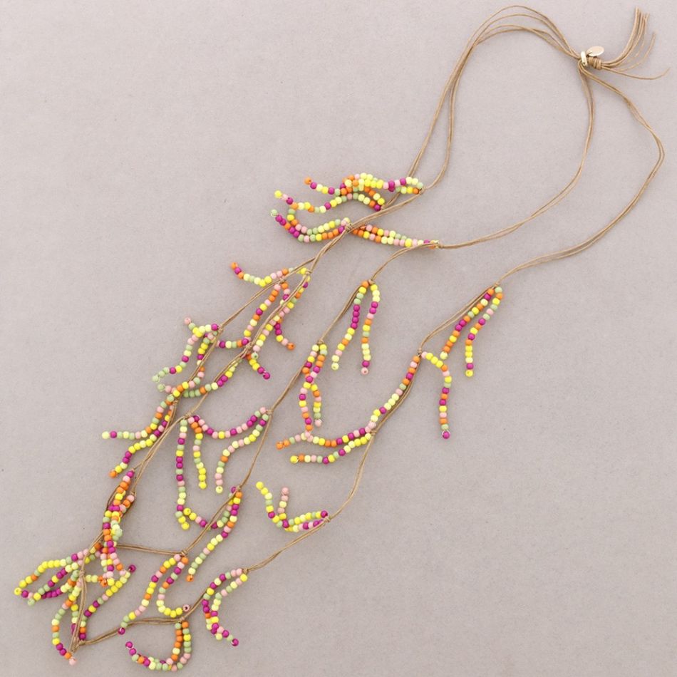 COLLAR LARGO CUENTAS RESINA