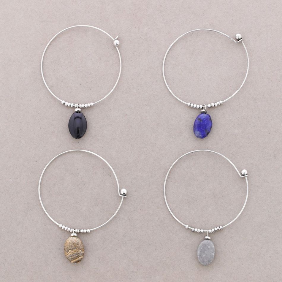 HOOP BRACELET METAL BEADS STONES