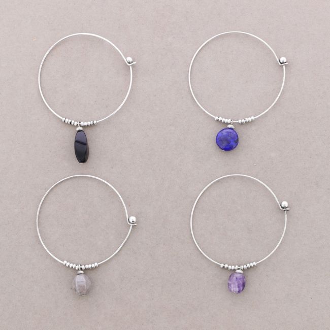 PULSERA ARO CUENTAS METAL PIEDRAS