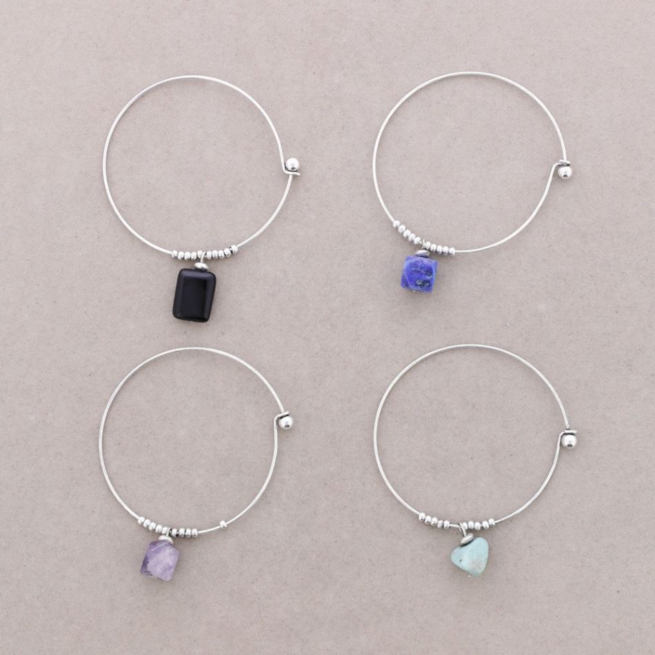 PULSERA ARO CUENTAS METAL PIEDRAS