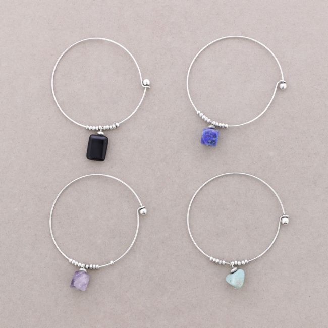 PULSERA ARO CUENTAS METAL PIEDRAS