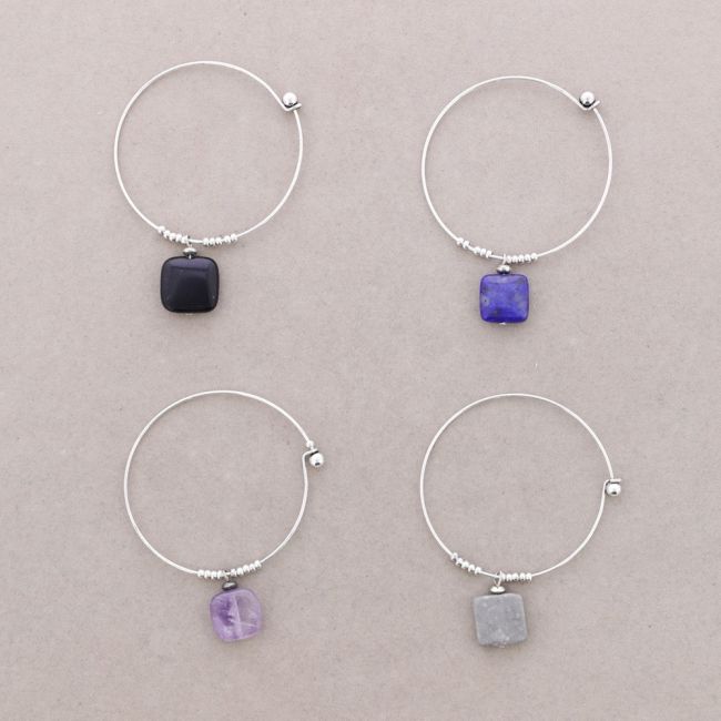 HOOP BRACELET METAL BEADS STONES