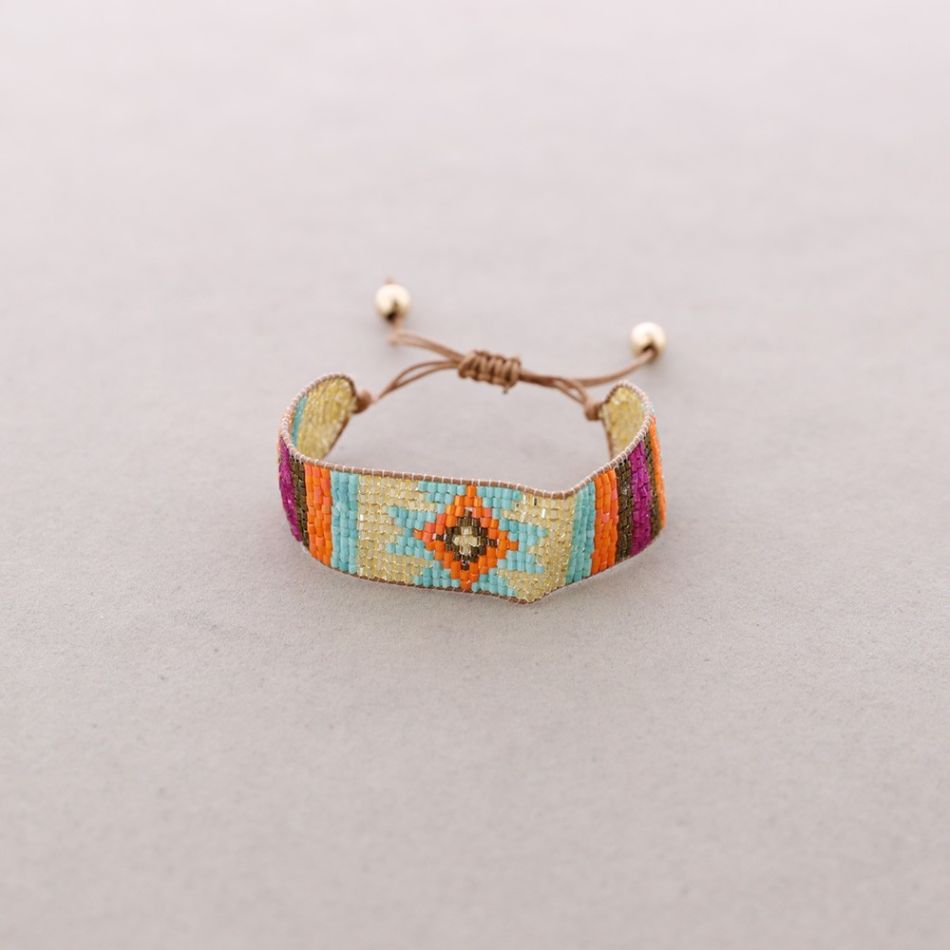 PULSERA ÉTNICA MACRAMÉ ABALORIOS
