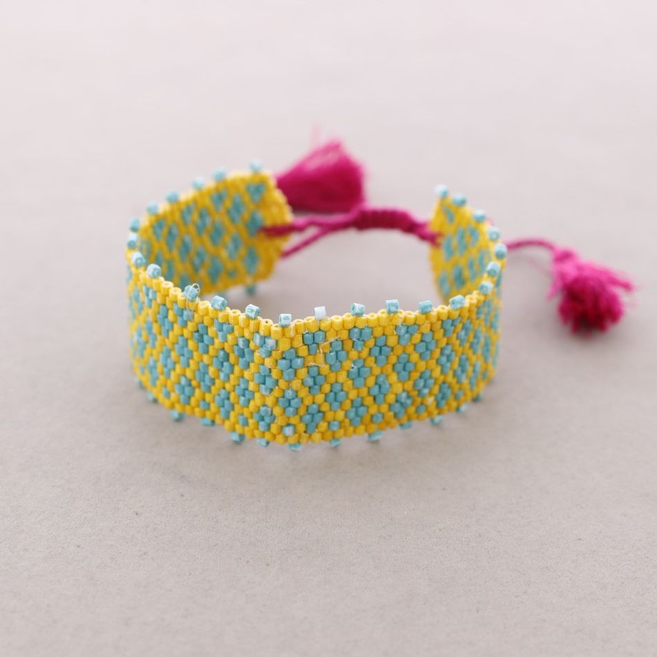 PULSERA ÉTNICA MACRAMÉ ABALORIOS